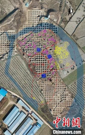 圖為位于甘肅省天水市張家川回族自治縣境內(nèi)的圪垯川遺址史家類型時(shí)期大型環(huán)壕聚落布局。(資料圖) 甘肅省文物局供圖