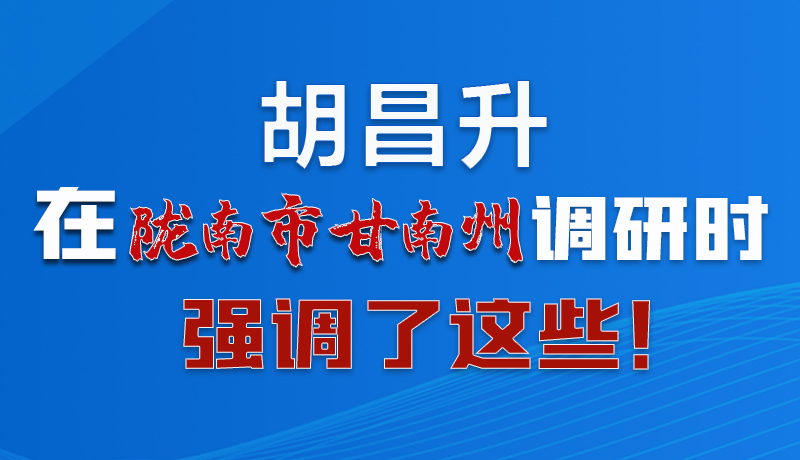 圖解|胡昌升在隴南市甘南州調(diào)研時強調(diào)了這些！