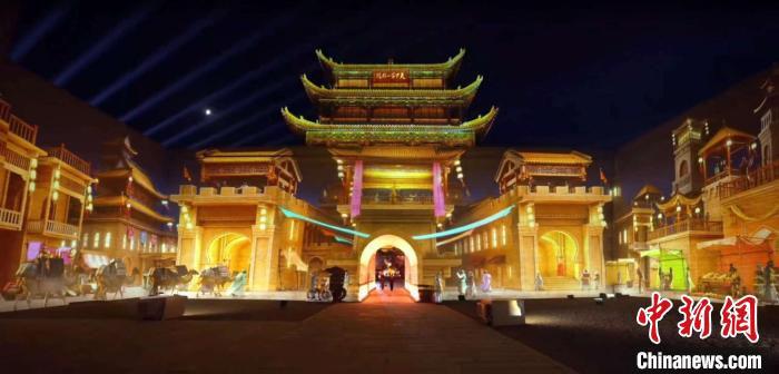 2024年7月15日，甘肅嘉峪關(guān)開(kāi)啟“夜游”模式。圖為夜游燈光劇《天下嘉峪關(guān)》光影效果。(甘肅嘉峪關(guān)關(guān)城景區(qū)供圖)