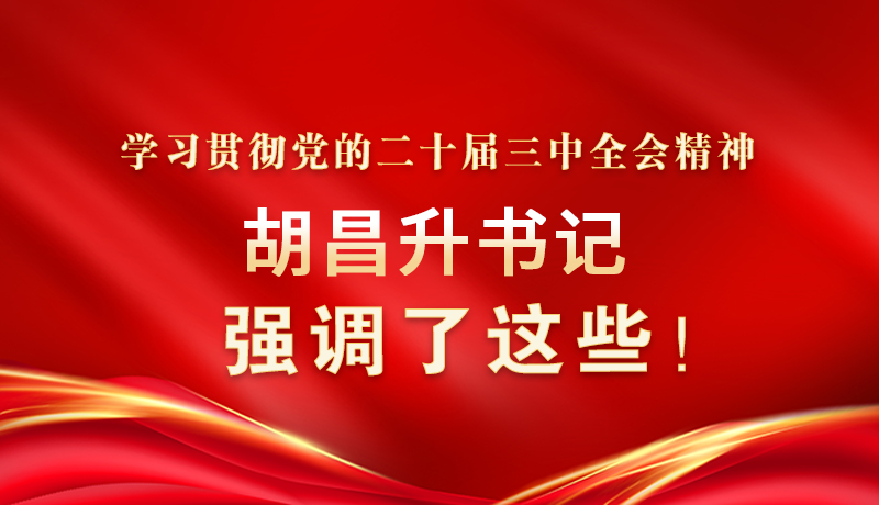 圖解|學(xué)習(xí)貫徹黨的二十屆三中全會(huì)精神 胡昌升書記強(qiáng)調(diào)了這些！
