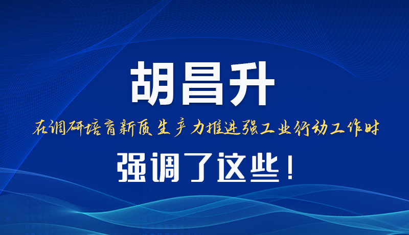 圖解|胡昌升在調(diào)研培育新質(zhì)生產(chǎn)力推進(jìn)強(qiáng)工業(yè)行動工作時強(qiáng)調(diào)了這些！
